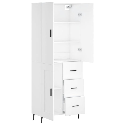 Credenza cassettiera mobile contenitore organizer cucina soggiorno salotto alto 695 x 34 x 180 cm legno ingegnerizzato bianco 02_0032516