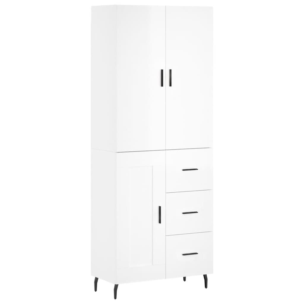 Credenza Bianco Lucido 69,5x34x180 cm in Legno Multistrato 3196029