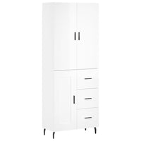 Credenza Bianco Lucido 69,5x34x180 cm in Legno Multistrato 3196029