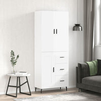 Credenza Bianco Lucido 69,5x34x180 cm in Legno Multistrato 3196029