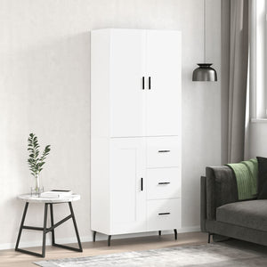 Credenza Bianco Lucido 69,5x34x180 cm in Legno Multistrato 3196029