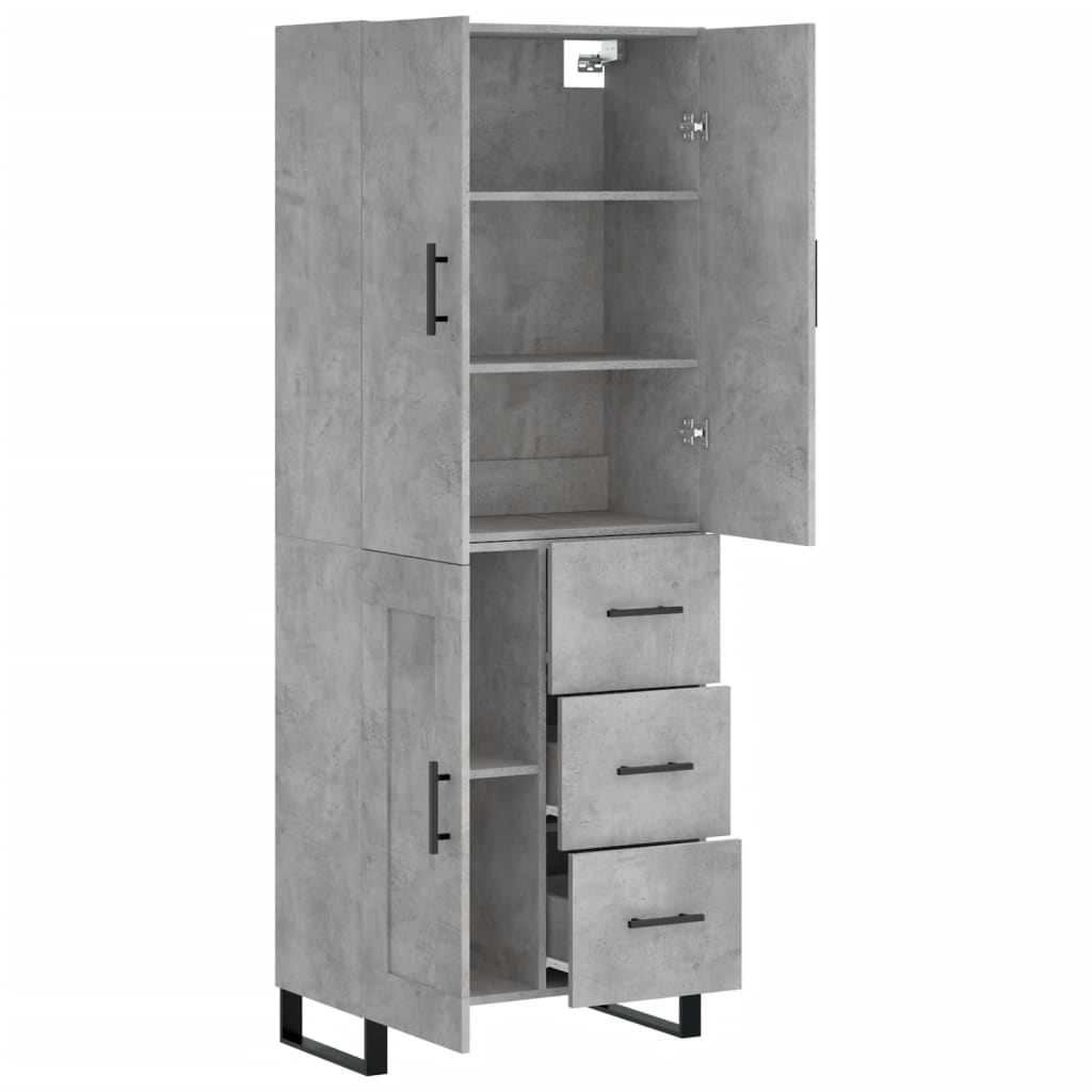 Credenza cassettiera mobile contenitore organizer cucina soggiorno salotto alto 695 x 34 x 180 cm legno ingegnerizzato grigio 02_0034553