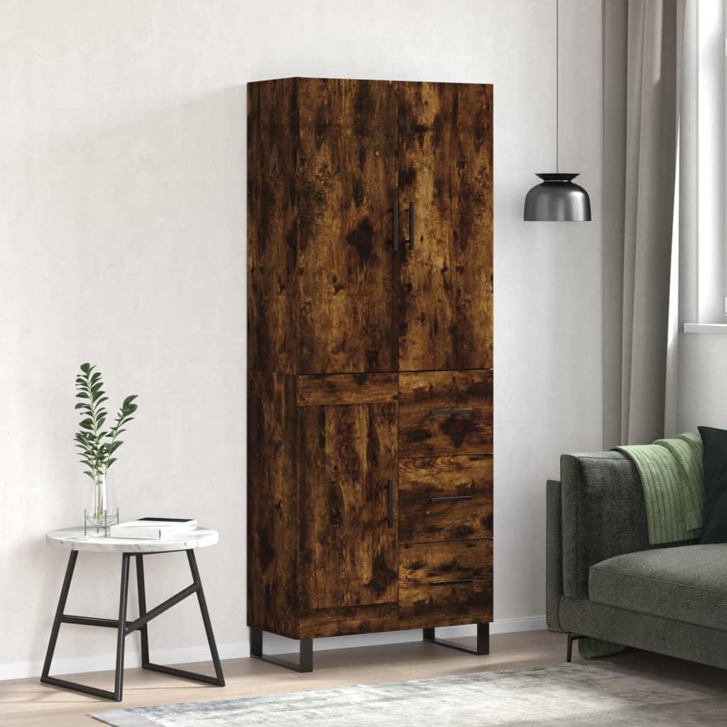 vidaXL Credenza Rovere Fumo  69,5x34x180 cm in Legno Multistrato