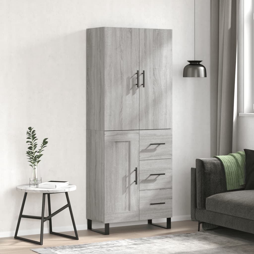 vidaXL Credenza Grigio Sonoma 69,5x34x180 cm in Legno Multistrato