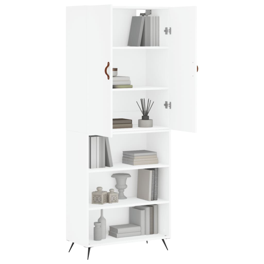 Credenza-Buffet-Armadio da cucina Bianca 69,5x34x180 cm in Legno Multistrato 459727
