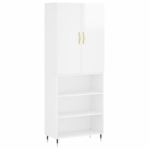 Credenza Bianco Lucido 69,5x34x180 cm in Legno Multistrato 3196053