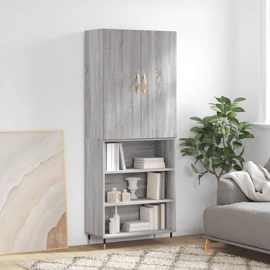 vidaXL Credenza Grigio Sonoma 69,5x34x180 cm in Legno Multistrato