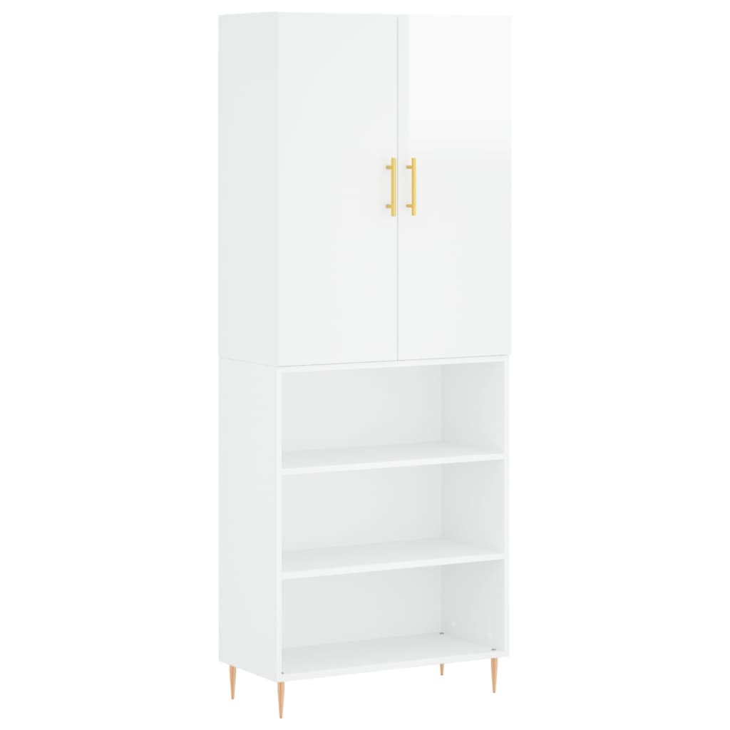 Credenza Bianco Lucido 69,5x34x180 cm in Legno Multistrato 3196061