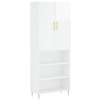 Credenza Bianco Lucido 69,5x34x180 cm in Legno Multistrato 3196061