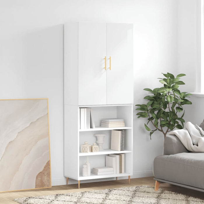 Credenza Bianco Lucido 69,5x34x180 cm in Legno Multistrato 3196061