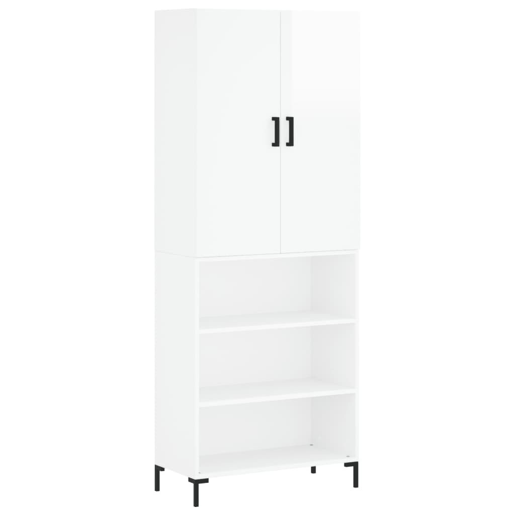 Credenza Bianco Lucido 69,5x34x180 cm in Legno Multistrato 3196069