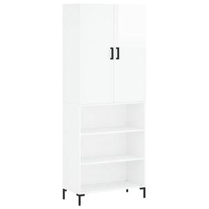 Credenza Bianco Lucido 69,5x34x180 cm in Legno Multistrato 3196069