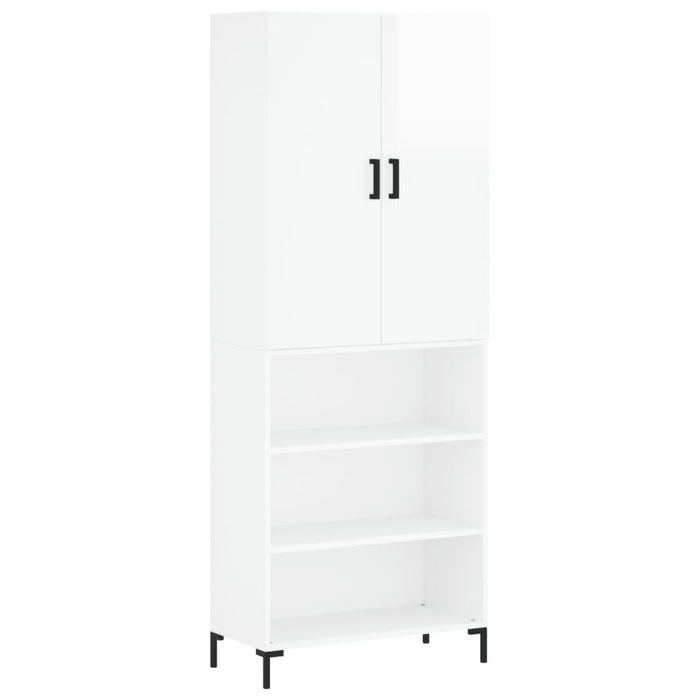 Credenza Bianco Lucido 69,5x34x180 cm in Legno Multistrato 3196069
