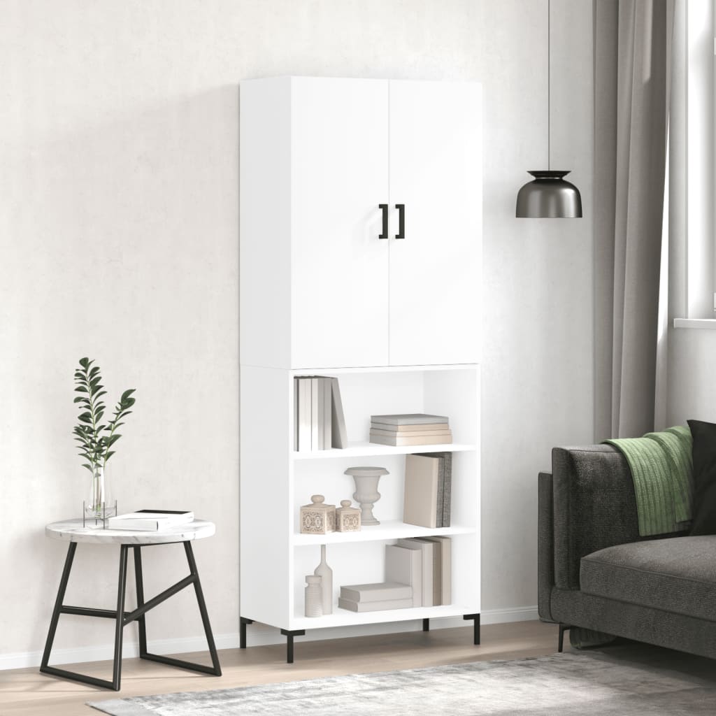 Credenza Bianco Lucido 69,5x34x180 cm in Legno Multistrato 3196069
