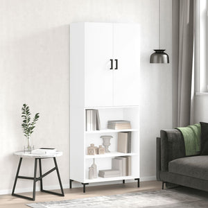 Credenza Bianco Lucido 69,5x34x180 cm in Legno Multistrato 3196069