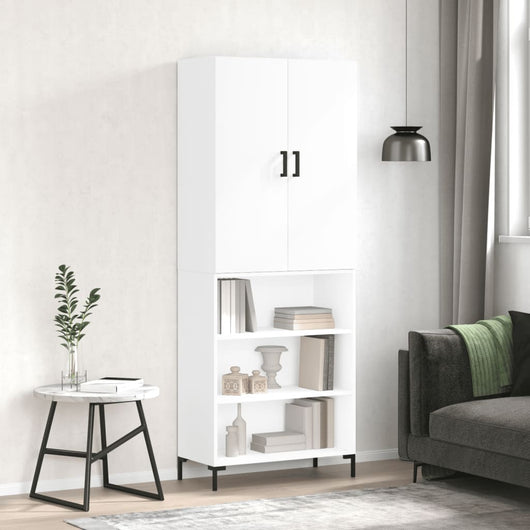 Credenza Bianco Lucido 69,5x34x180 cm in Legno Multistrato 3196069