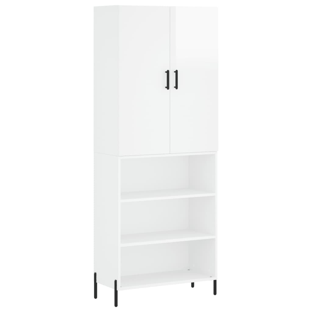 Credenza Bianco Lucido 69,5x34x180 cm in Legno Multistratocod mxl 77882