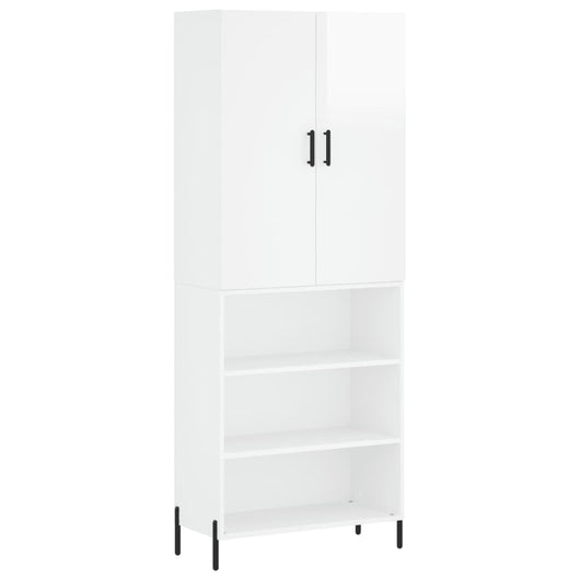 Credenza Bianco Lucido 69,5x34x180 cm in Legno Multistratocod mxl 77882