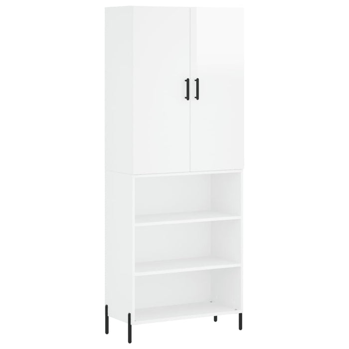 Credenza Bianco Lucido 69,5x34x180 cm in Legno Multistratocod mxl 77882