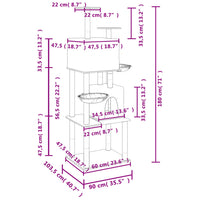 Albero per Gatti con Tiragraffi in Sisal Grigio Chiaro 180 cm