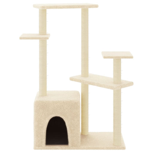 Tiragraffi per gatti Mobili per arrampicata su torre Tiragraffi piattaforma da arrampicata con tiragraffi in sisal 107,5 cm crema 02_0022451