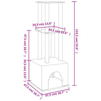 Albero per Gatti con Tiragraffi in Sisal Crema 133,5 cm 172082