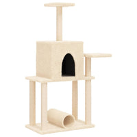 Tiragraffi per gatti mobile Tower Climbing Toy tiragraffi piattaforma da arrampicata con tiragraffi in sisal 122 cm crema 02_0022463