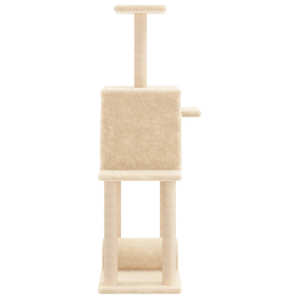 Tiragraffi per gatti mobile Tower Climbing Toy tiragraffi piattaforma da arrampicata con tiragraffi in sisal 122 cm crema 02_0022463