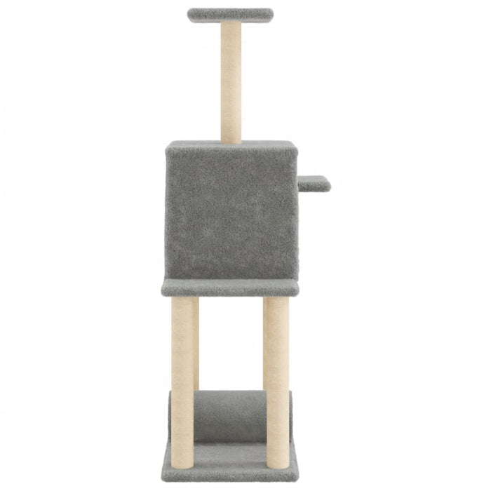 Albero per Gatti con Tiragraffi in Sisal Grigio Chiaro 122 cm 172089
