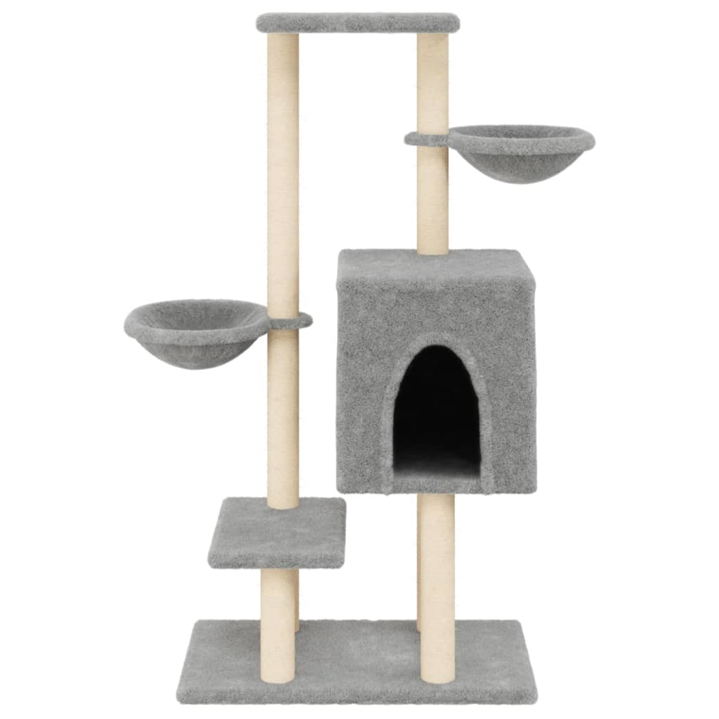 Albero per Gatti con Tiragraffi in Sisal Grigio Chiaro 117 cm 172119