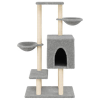 Albero per Gatti con Tiragraffi in Sisal Grigio Chiaro 117 cm 172119