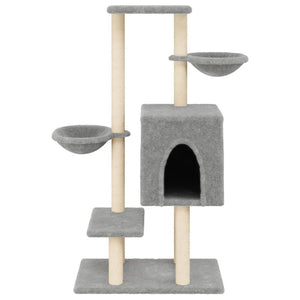 Albero per Gatti con Tiragraffi in Sisal Grigio Chiaro 117 cm 172119