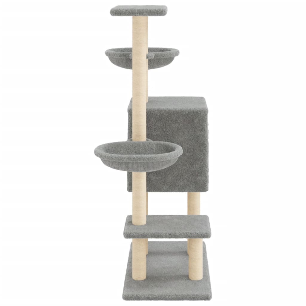 Albero per Gatti con Tiragraffi in Sisal Grigio Chiaro 117 cm 172119