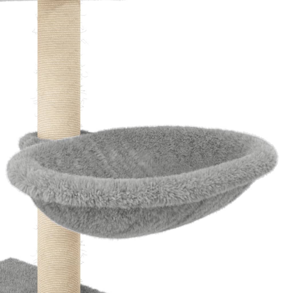 Albero per Gatti con Tiragraffi in Sisal Grigio Chiaro 117 cm 172119
