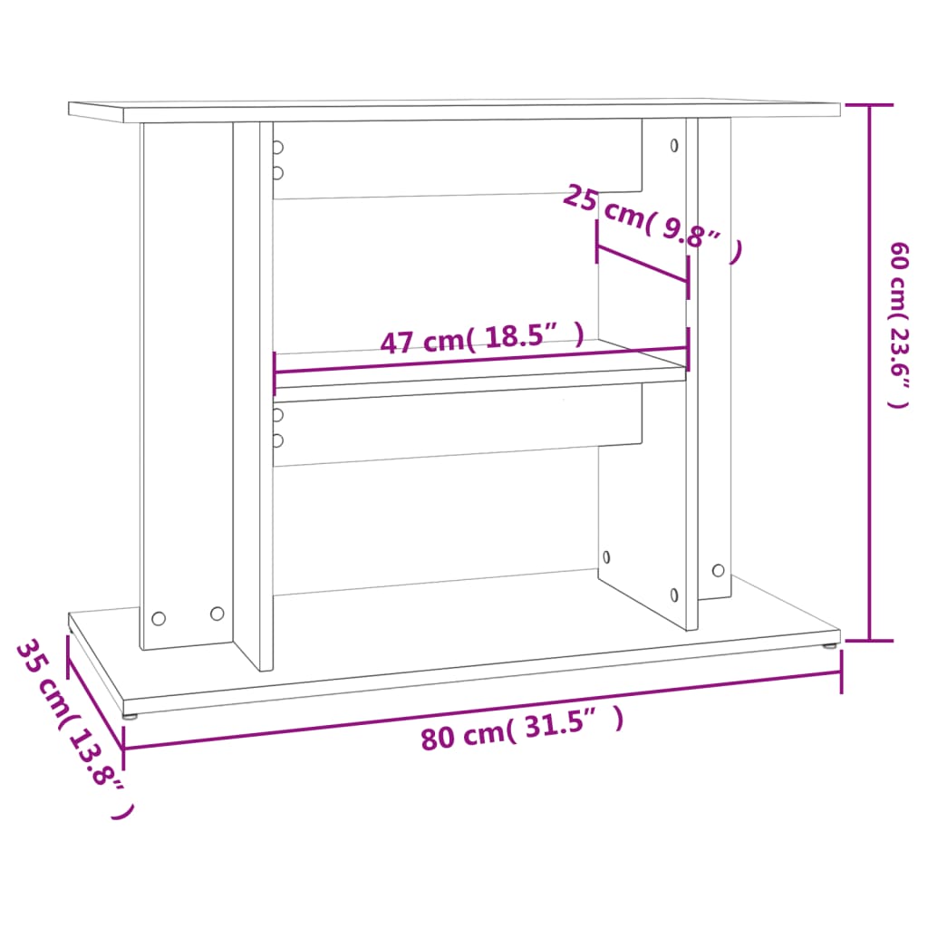 Supporto per Acquario 80x35x60 cm in Legno Multistrato Bianco 833575
