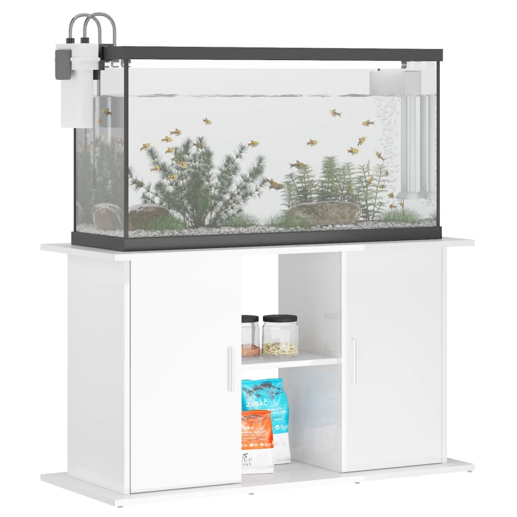 Supporto Acquario 101x41x58 cm Legno Multistrato Bianco Lucido 833609