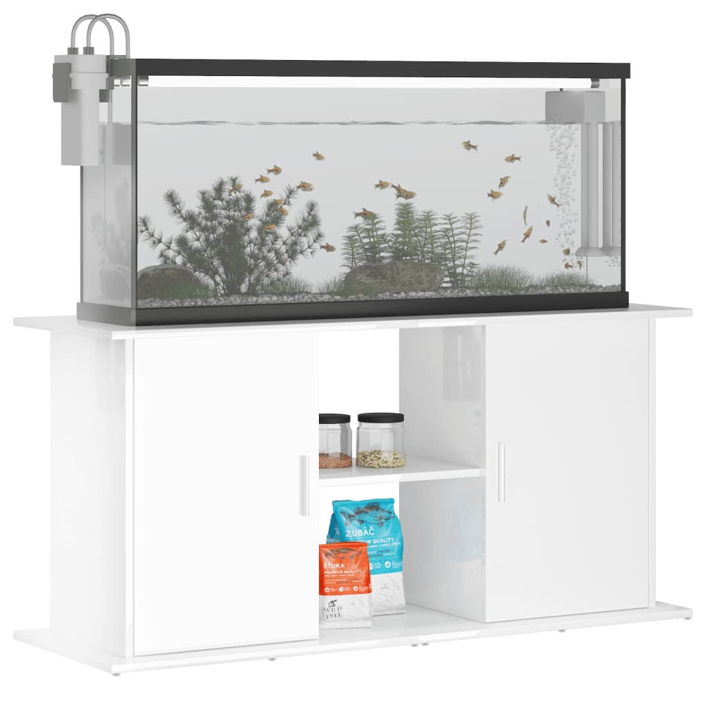 Supporto Acquario 121x41x58 cm Legno Multistrato Bianco Lucido 833617