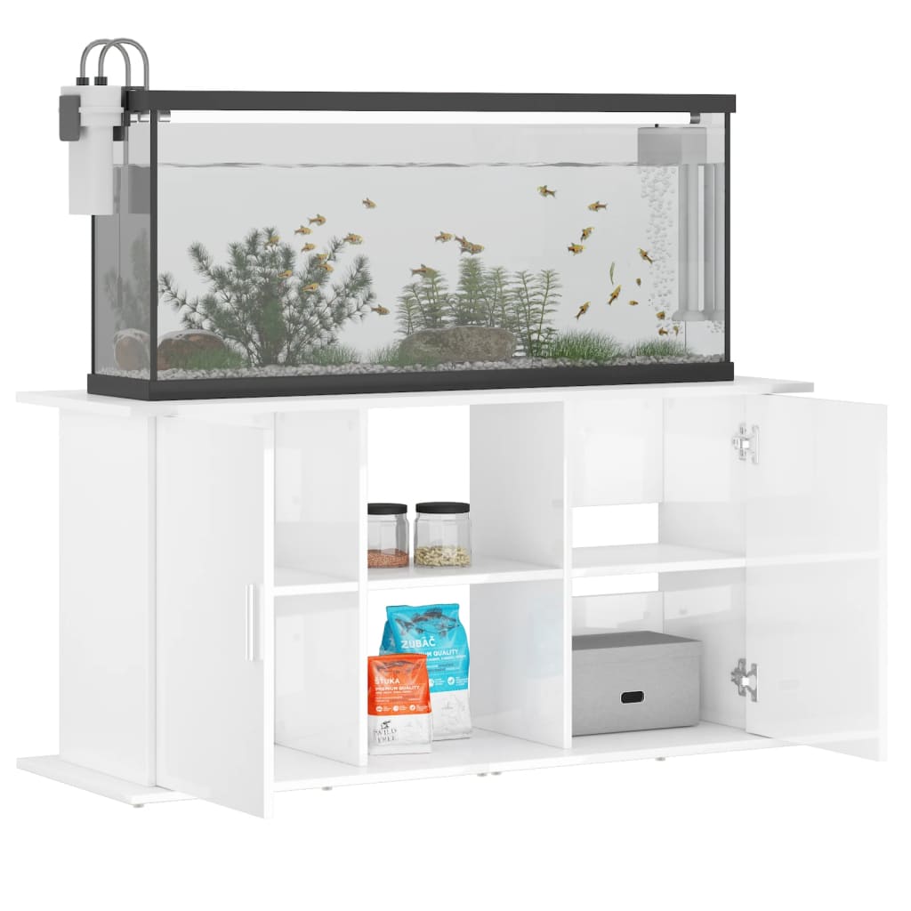 Supporto Acquario 121x41x58 cm Legno Multistrato Bianco Lucido 833617