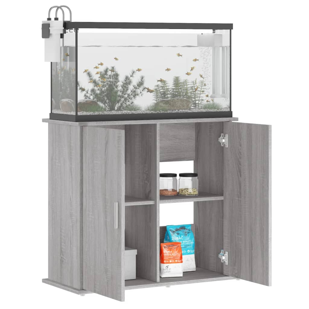 Supporto Acquario 81x36x73cm in Legno Multistrato Grigio Sonoma 833629