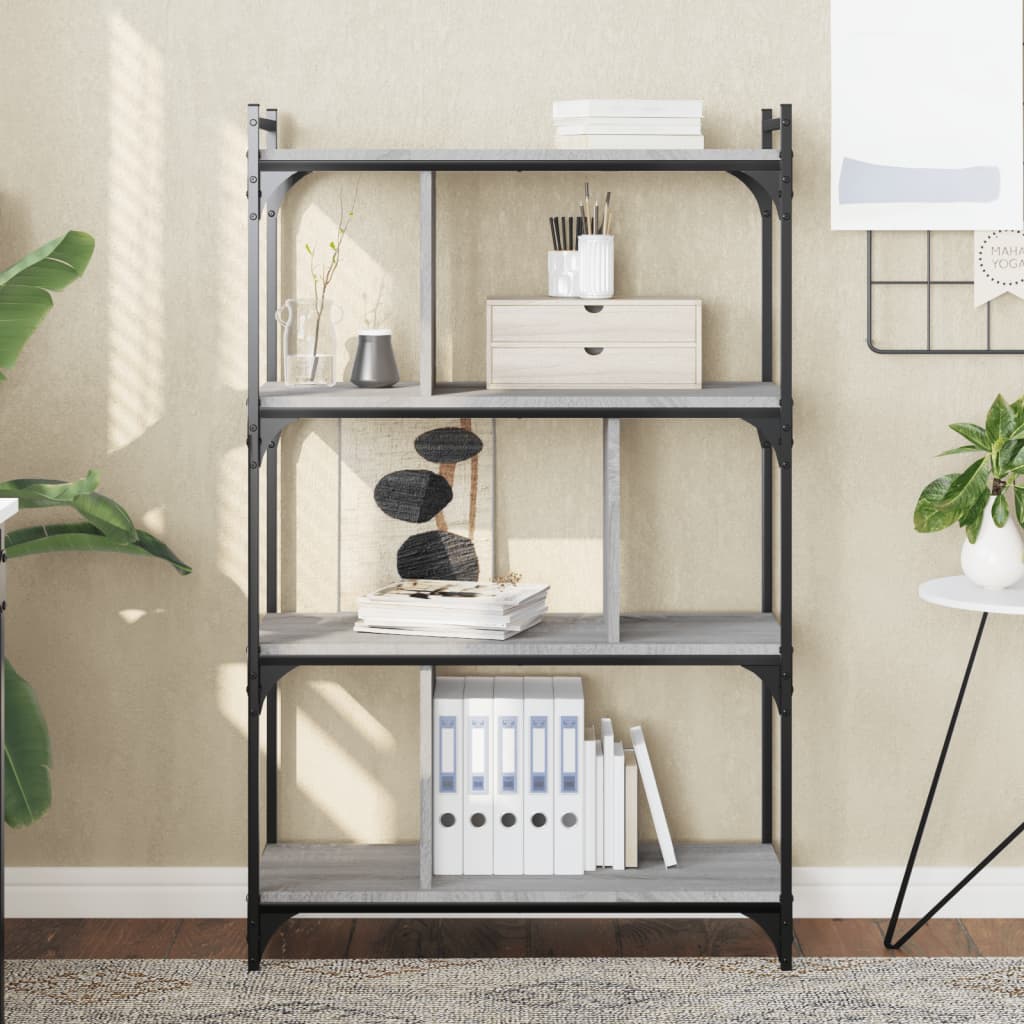 Libreria Grigio Sonoma 4 Ripiani 76x32x123 cm Legno Multistrato 833938
