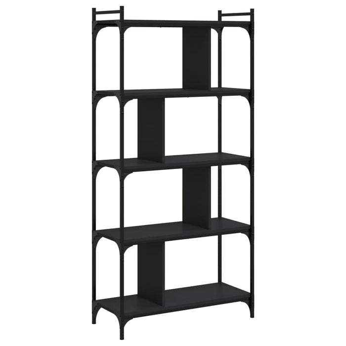 Libreria-Scaffale per Libri-Mobile di Stoccaggio Nera 5 Ripiani 76x32x158 cm Legno Multistrato