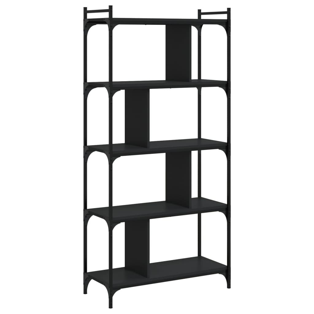 Libreria Nera 5 Ripiani 76x32x158 cm Legno Multistrato 833940