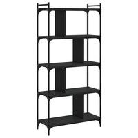 Libreria-Scaffale per Libri-Mobile di Stoccaggio Nera 5 Ripiani 76x32x158 cm Legno Multistrato