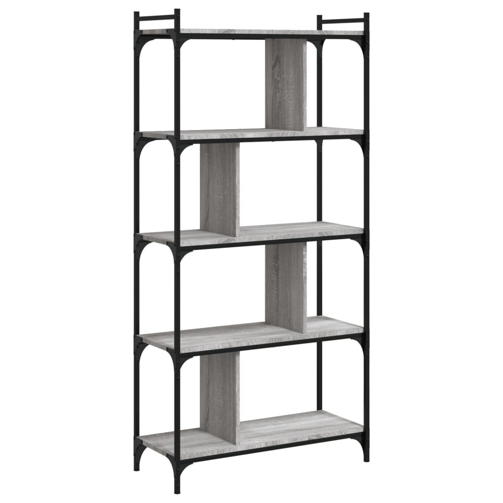 Libreria Grigio Sonoma 5 Ripiani 76x32x158 cm Legno Multistrato 833943