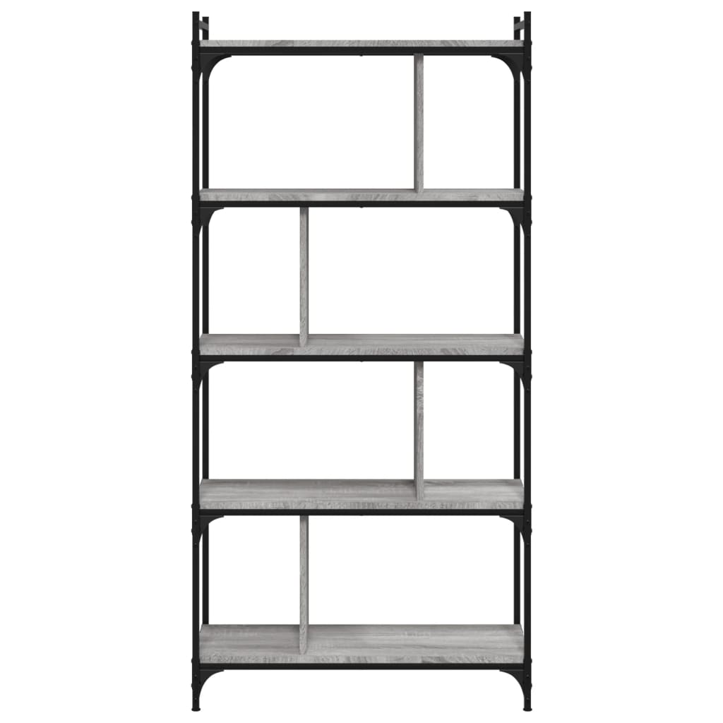Libreria Grigio Sonoma 5 Ripiani 76x32x158 cm Legno Multistrato 833943