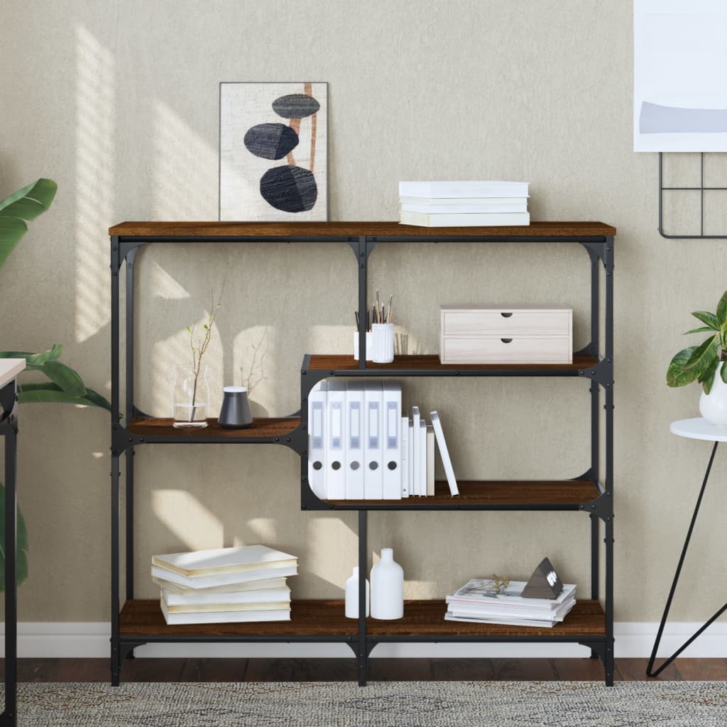 Tavolino Consolle-Tavolino da soggiorno-Tavolo Rovere Marrone 103x32x95 cm Legno Multistrato