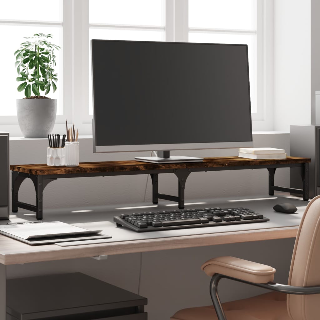 Supporto Monitor Rovere Fumo 105x23x15,5 cm Legno Multistrato 834012