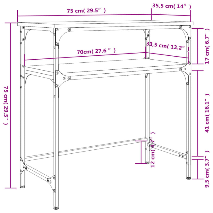 Tavolino Consolle Rovere Sonoma 75x35,5x75cm Legno Multistrato