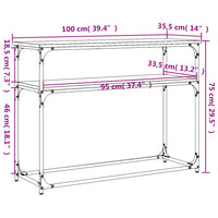 Tavolino Consolle Rovere Sonoma 100x35,5x75cm Legno Multistrato