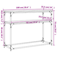 Tavolino Consolle Grigio Sonoma 100x35,5x75cm Legno Multistrato 834068
